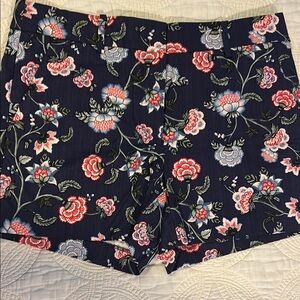 LOFT High Waist Purple Shorts with Floral Design